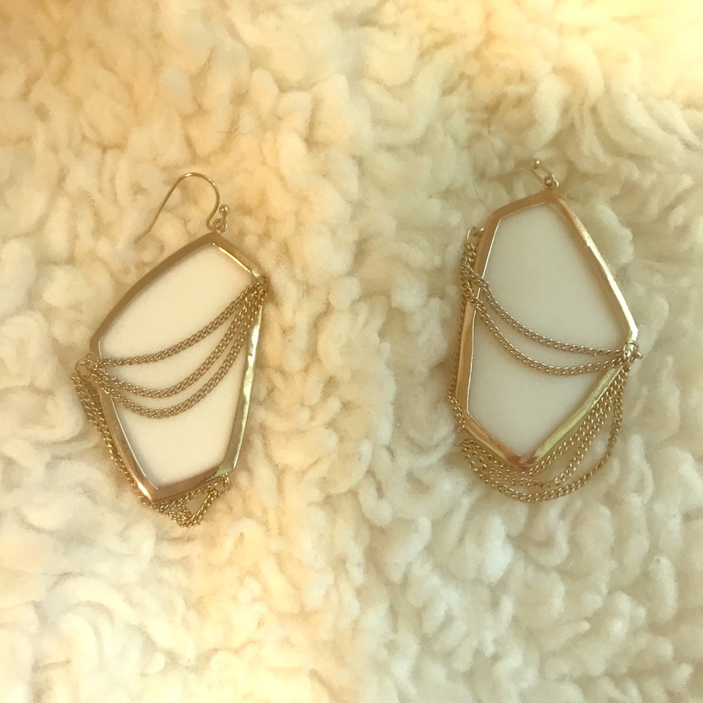 Kendra Scott glam white stone and gold earrings